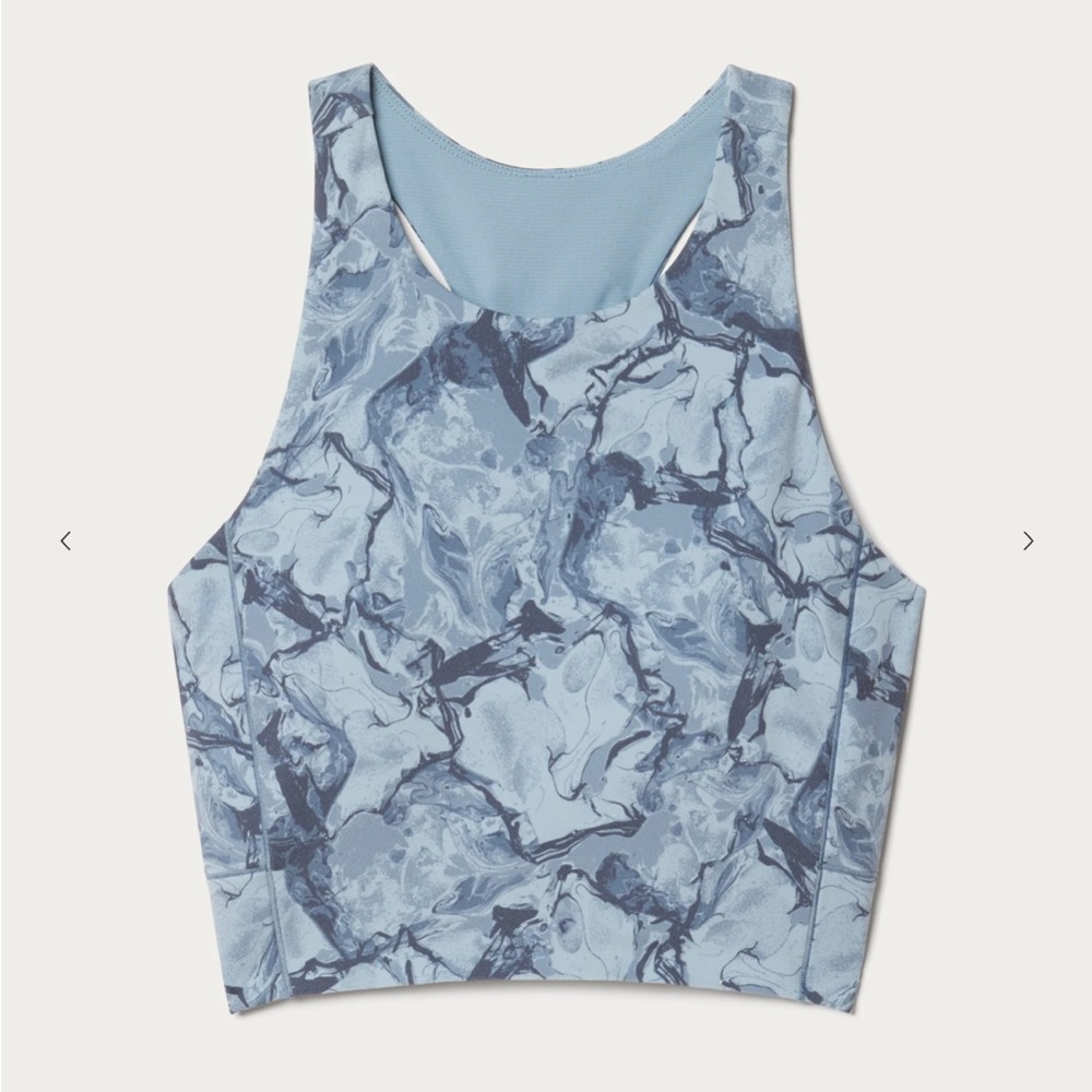 NWT Rhone long line bra size small in Blue Mist Marble print